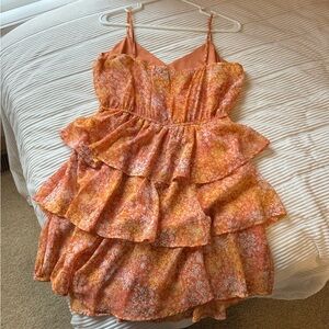 Orange Floral Mini Dress